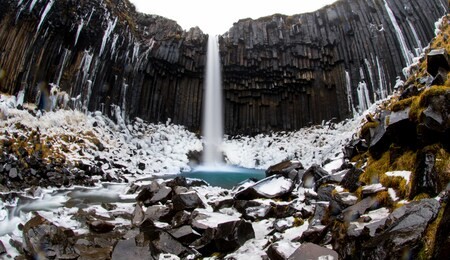 beautiful svartifoss waterfall in iceland