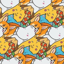 seamless pattern with cute domestic animals. kawaii doodle pets. vector endless illustration
