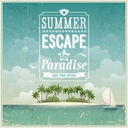 vintage seaside view poster. vector background.
