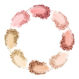 face powder. smears of blush for face. cosmetic smears. isolated on white background