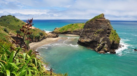 piha beach on the west coast of the north island, auckland, new zealand
