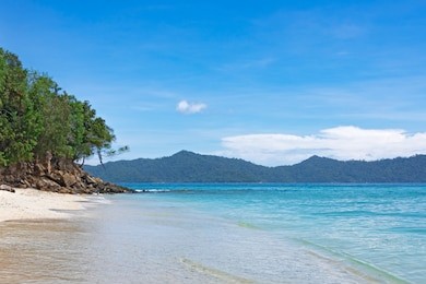 view from beach on the mamutik island, sabah, malaysia.