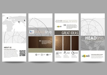 flyers set, modern banners. business templates. cover design template, easy editable abstract vector layouts. alchemical theme. fractal art background. sacred geometry. mysterious relaxation pattern.