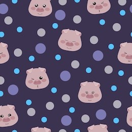 seamless pattern with pigs. kawaii animal. nursery background. cartoon style. vector illustration. for kids cloth, fabric, wrapping paper, home decor.