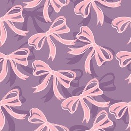 seamless pattern of pink ribbons on purple background , vector illustration eps 10