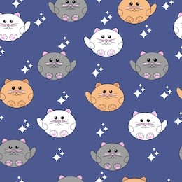 kawaii cat. seamless cute cat pattern. nursery background. vector illustration. for kids cloth, fabric, wrapping paper, home decor. 