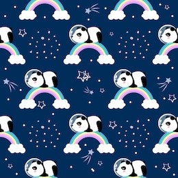 panda astronaut  in outer space seamless pattern. cute cartoon vector illustration.