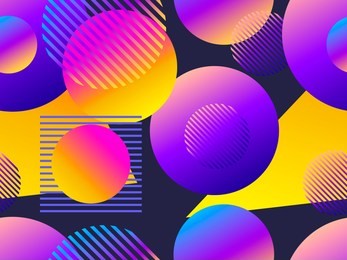 seamless pattern with circles. futurism retro background in style 1980s. retrowave. vector illustration