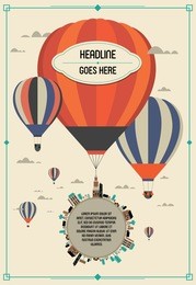vintage hot air balloon in the sky vector/illustration /background/greeting card/