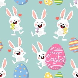 cute easter eggs and bunny seamless pattern. holiday background.