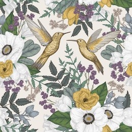seamless floral pattern with hummingbirds. vector vintage illustration. perfect for wallpaper, greeting cards, invitations, decoration etc.
