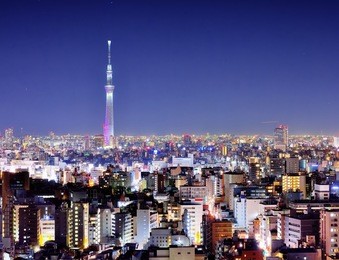 view of tokyo sky tree at night.