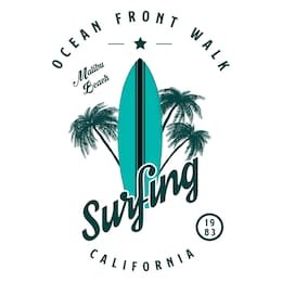 vector illustration on the theme of surf and surfing in californiai, malibu beach. vintage design. grunge background. typography, t-shirt graphics, print, poster, banner, flyer, postcard