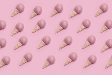 ice cream on pastel colorful background. minimal summer concept. flat lay.