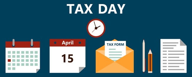 vector illustration of the tax form, a pen and calendar. tax form, a financial document for filing in flat style. tax day on april 15. deadline for federal income tax returns in the usa