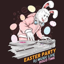 easter rabbit dj party vector