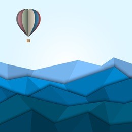 hot air balloon and mountains from paper. creative vector eps 10