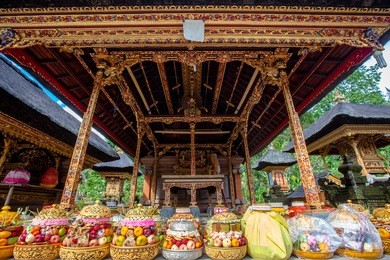 shrines in tirta empul temple. bali, indonesia.