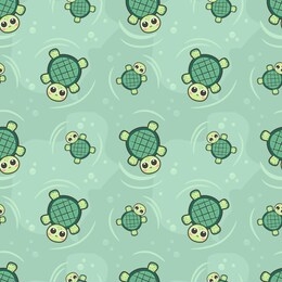 seamless pattern turtle on green background