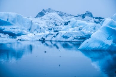 icebergs in jokulsarlon beautiful glacial lagoon in iceland. jokulsarlon is a famous travel destination in vatnajokull national park, southeast iceland, europe. winter landscape.
