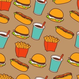 fast food seamless pattern in retro style.