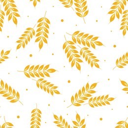 vector seamless ears of wheat pattern with dots. whole grain, organic, for bakery package, bread products. isolated on white. 