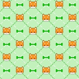 seamless shiba inu with bone pattern. cute shiba inu with bone background.