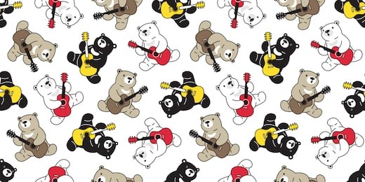 bear seamless pattern vector guitar isolated wallpaper
