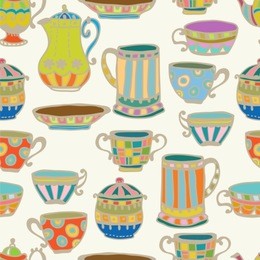 tea cup seamless background with teapot,vector illustration for design