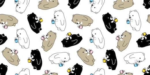 bear seamless pattern vector tea isolated wallpaper illustration