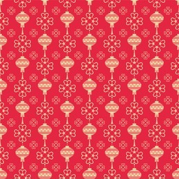 red background, seamless pattern with lanterns in the chinese style, wallpaper texture background image, vector illustration
