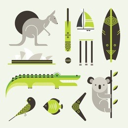 vector set of various stylized australia icons