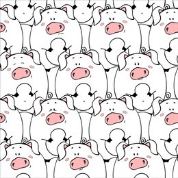 vector seamless pattern with hand-drawn funny cute fat animals. silhouettes of animals on a white background. fun texture with pigs. design concept for children print