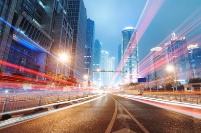shanghai lujiazui finance & trade zone modern city night background