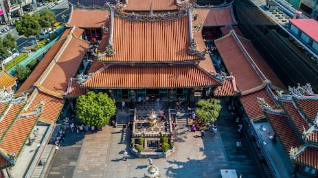 longshan temple, it is one of the oldest traditional temple in taipei, aerial view longshan temple, wanhua district, taipei, taiwan