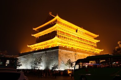 drum tower of xi`an by night - xi`an, china