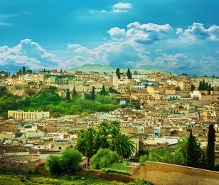 morocco, a landscape of a city wall in the fes