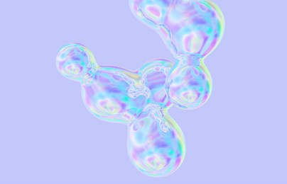 3d rendering. abstract holographic floating liquid blobs, soap bubbles, metaballs.