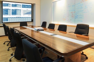 business data information projector board in conference room, meeting room, boardroom, classroom, office.
