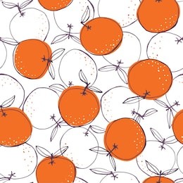 whimsical hand-drawn doodle oranges vector seamless pattern background. line art summer fruits