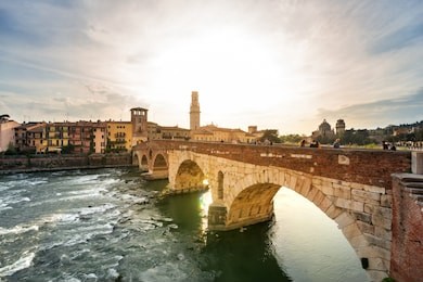 ponte pietra bridge in verona, italy 