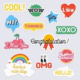 social network stickers with notes. vector illustrations for online communication. design elements, circle business card, paper sheet, information, text  for your design.