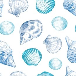 seashells seamless pattern for your ocean life design. elegant sea shells background. summer template collection vector illustration