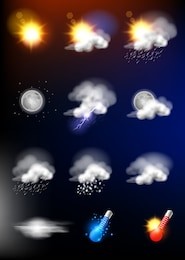 complete set of modern realistic weather icons.