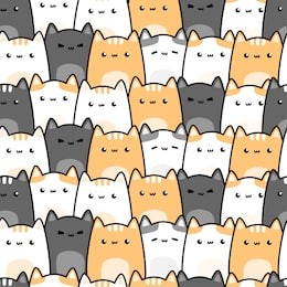 cute adorable kawaii cat kitten cartoon doodle pastel seamless pattern background wallpaper vector eps10