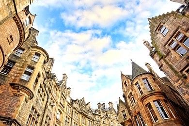 historical architecture in the street of the old town in edinburgh, scotland