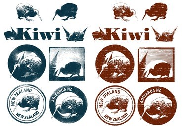 set of kiwi grunge icons, rubber stamp vector