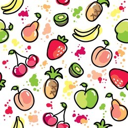 hand drawn fruits on white background, vector seamless pattern