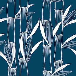 vertical bamboo seamless pattern with dark blue navy and white color. line art sketch style of bamboo leaf pattern. beautiful asian nature.