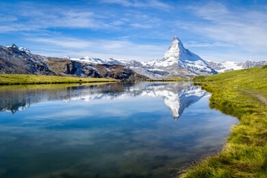 stellisee and matterhorn in the swiss alps, canton of valais, switzerland